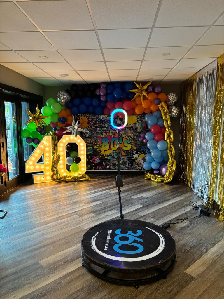Windsor balloon decor, backdrop, 360 video booth and marquee decor. Windsor event decor perfect for all celebrations